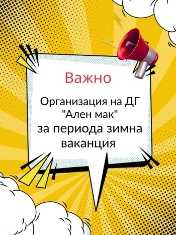 Организация на ДГ "Ален мак" за периода зимна ваканция